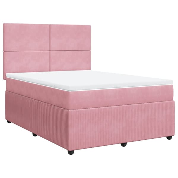 Ramsäng med madrass rosa 160x200 cm sammet