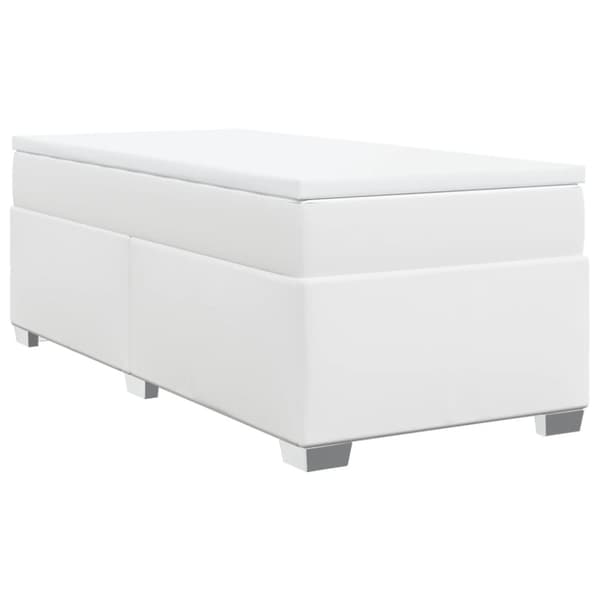 Ramsäng med madrass vit 90x200 cm konstläder
