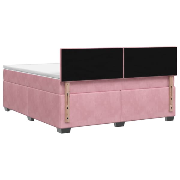 Boxspring säng med madrass och LED Rosa 140 x 200 cm Sammet
