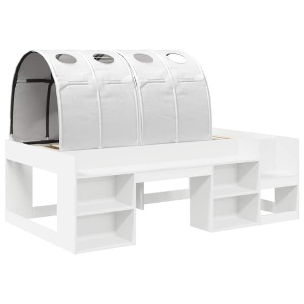 Säng med Tunneln 4 pcs Vit Konstruerat trä