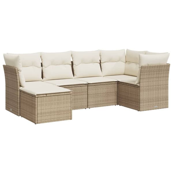 Soffgrupp för trädgården med dynor 6 delar beige konstrotting