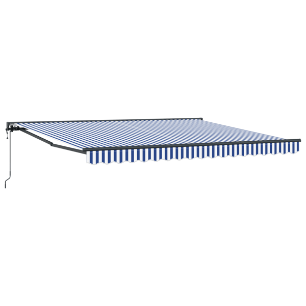Markisram Blå och Vit 400 × 300 cm Polyester med PU-beläggning