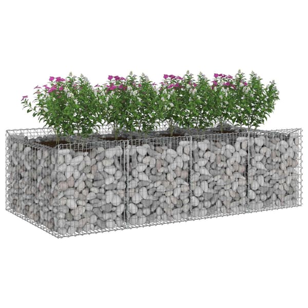 Gabion upphöjd säng 2 pcs Silver