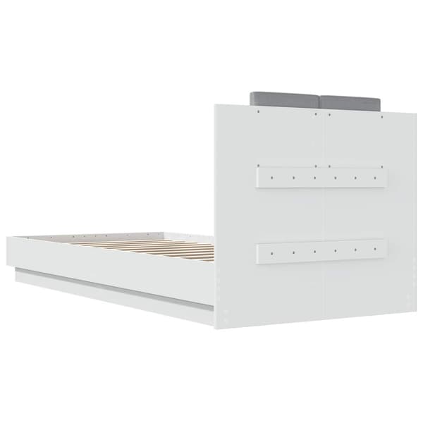 Sängram med LED Vit 80 x 200 cm Konstruerat trä