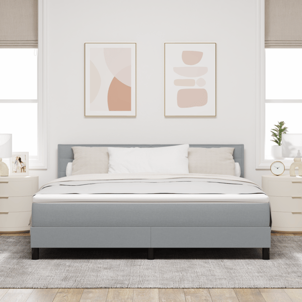 Bäddfjäder med LED-ljusslingor Ljusgrå 180 x 200 cm tyg