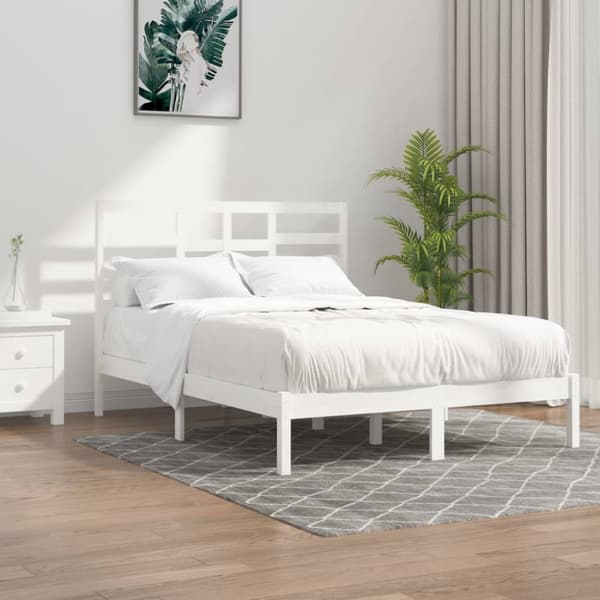 Sängram vit massivt trä 160x200 cm