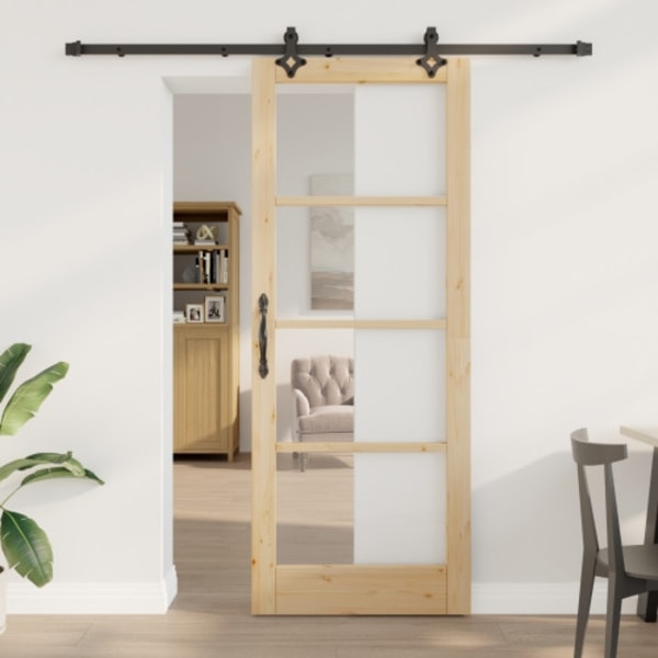 Skjutdörr med Utrustningsset "ORKDAL" Massivt Trä och Glas