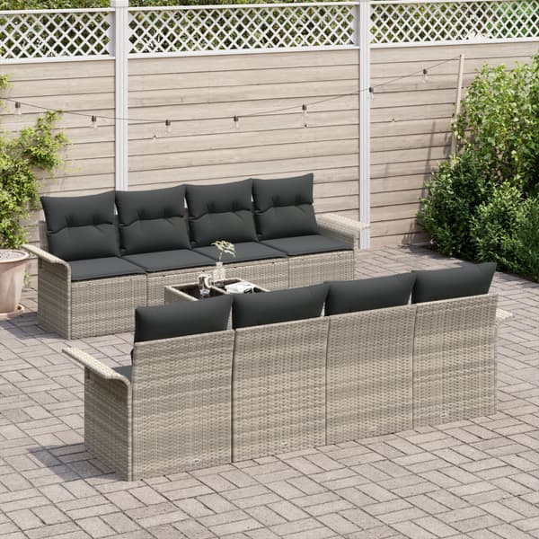 Trädgårdsoffset 9 pcs Ljusgrå och mörkgrå 55 x 55 x 37 cm