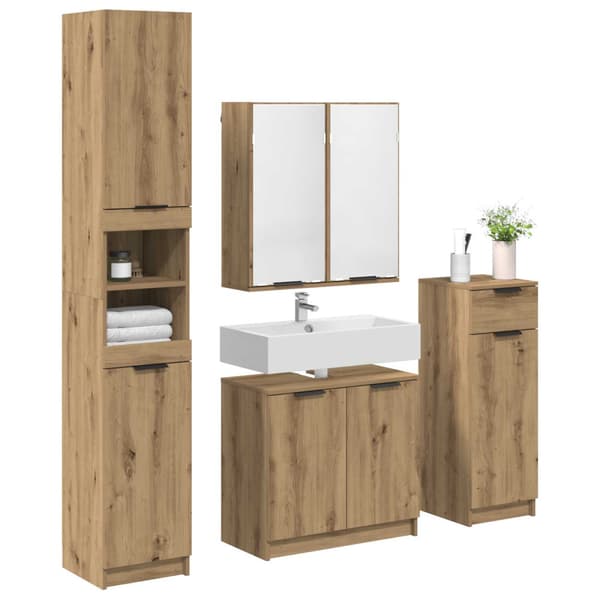 Badrumsmöbelset med låda 4 pcs Artisan Ek Konstruerat trä