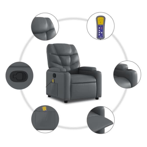 Massagefåtölj grå konstläder
