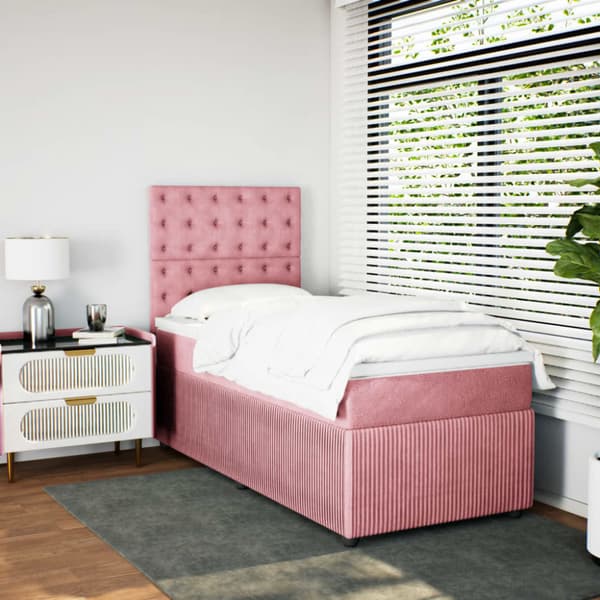 Ramsäng med madrass rosa 90x200 cm sammet