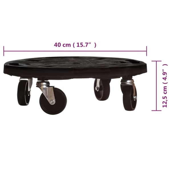 Blomvagnar med hjul 3 st diameter 40 cm svart 275 kg