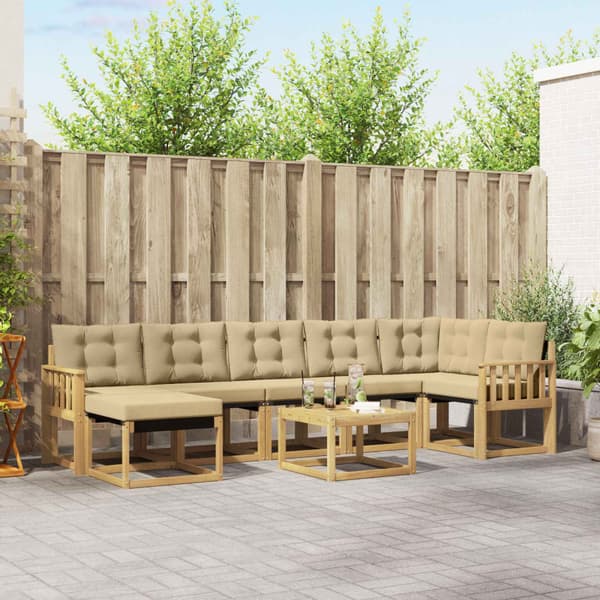 Utomhussoffset med kudde 8 pcs Vit och Beige