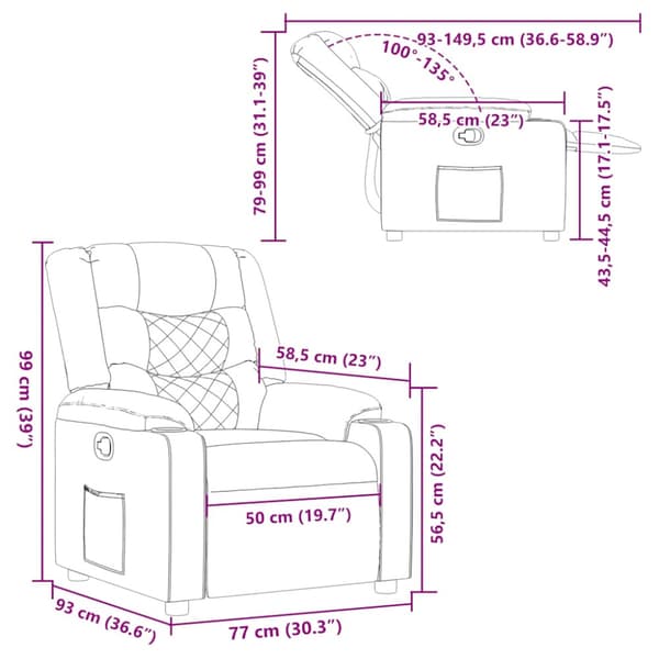 Reclinerfåtölj mörkgrön tyg