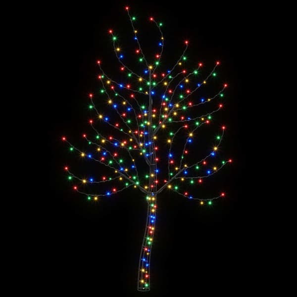 LED-julgran för vägg 150 cm 140 LED-lampor Mångfärgad Stål