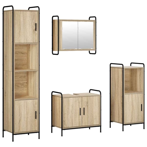 Badrumsskåpsset 4 st Sonoma-ek 40 x 36 x 181 cm Konstruerat trä