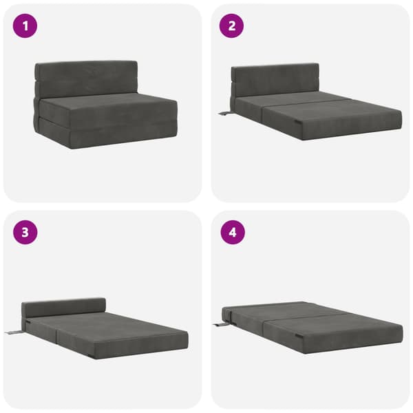 Fällbar Soffbed Mörkgrå 70 x 72 x 60 cm Tyg