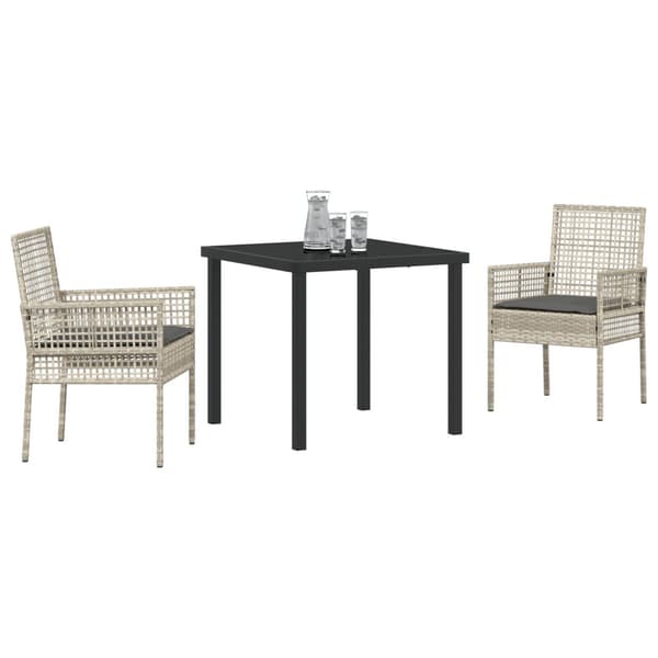 Trädgårdsmöbelset med kudde 3 pcs Ljusgrå konstrotting