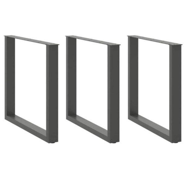 Matbordsben U-formade 3 st antracit 90x(72-73) cm stål