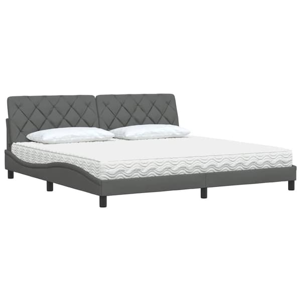Bed with Mattress Dark Grey 200x200 cm Fabric