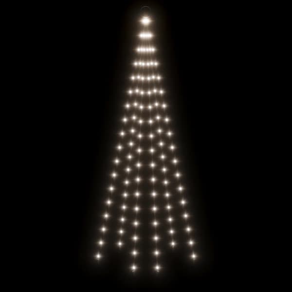 Julgran på flaggstång kallvit 108 LEDs 180 cm