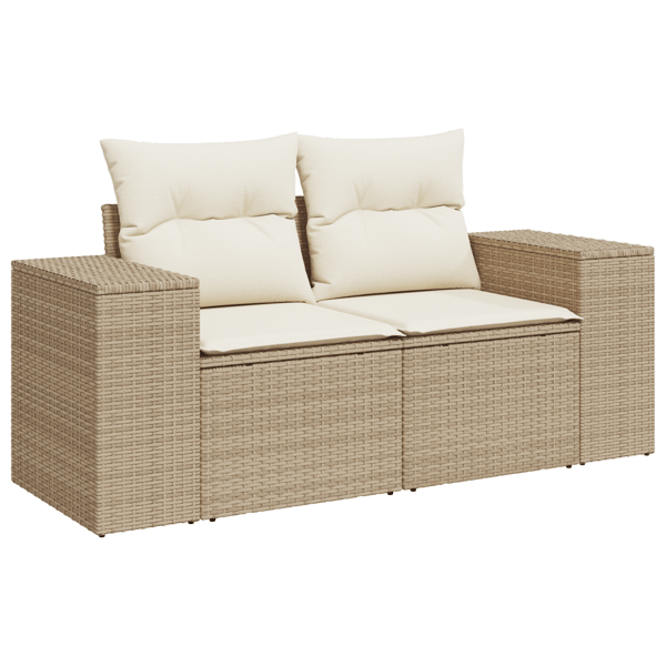 Trädgårdsoffset med kudde 9 pcs Beige konstrotting