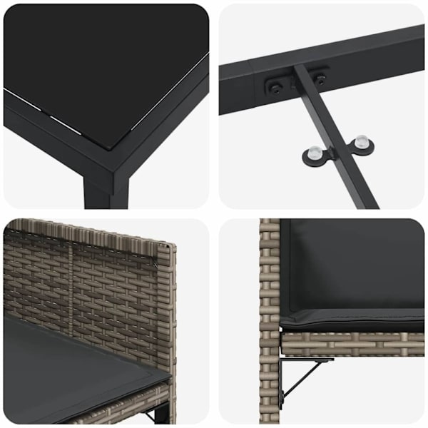 Trädgårdsmöbelset 9 pcs Grå konstrotting