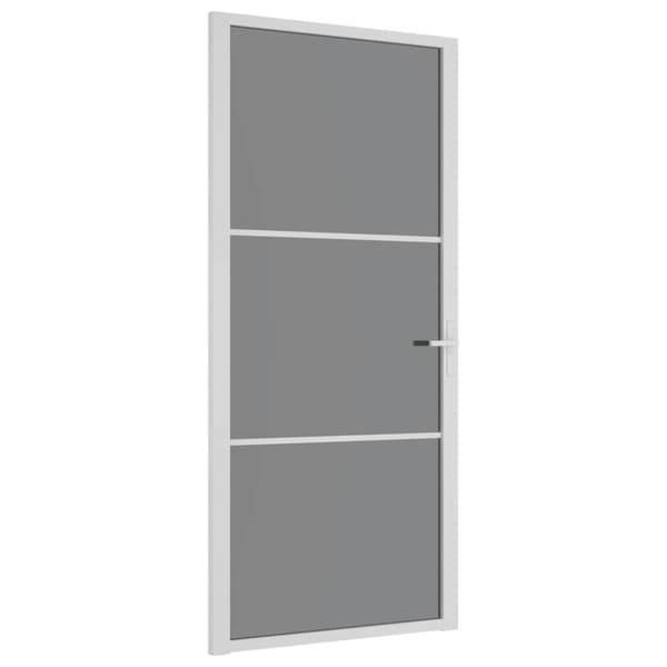 Innerdörr 93x201,5 cm vit ESG-glas och aluminium