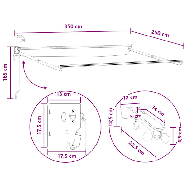 Elektrisk Retraktabel Markis Sand 100% Polyester och Aluminium