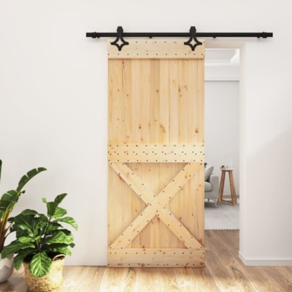 Skjutdörr med beslag 90x210 cm massiv furu