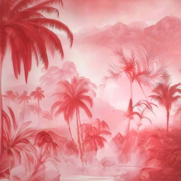 Kommode AACHEN Rosa palmträdtryck 66 x 36,5 x 75 cm Sonoma-ek