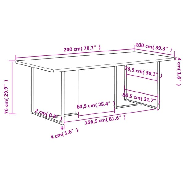 Matbord 200 cm grovt mangoträ