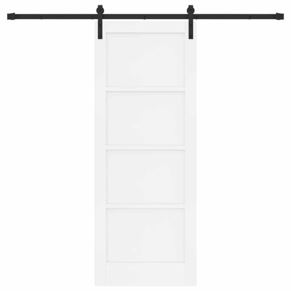 Skjutdörr 78 x 202 cm Konstruerat trä Vit och svart