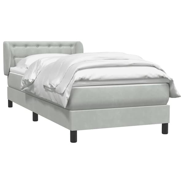 Ramsäng med madrass ljusgrå 80x220 cm sammet