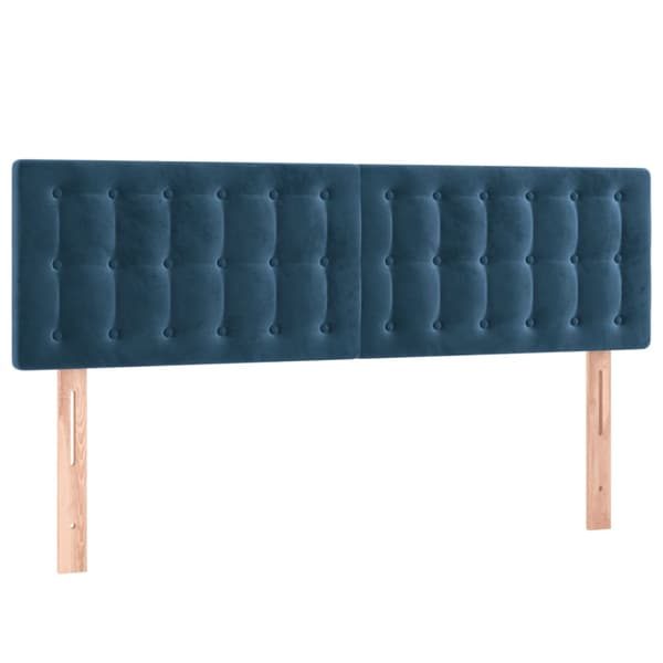 Sänggavel LED mörkblå 144x5x78/88 cm sammet
