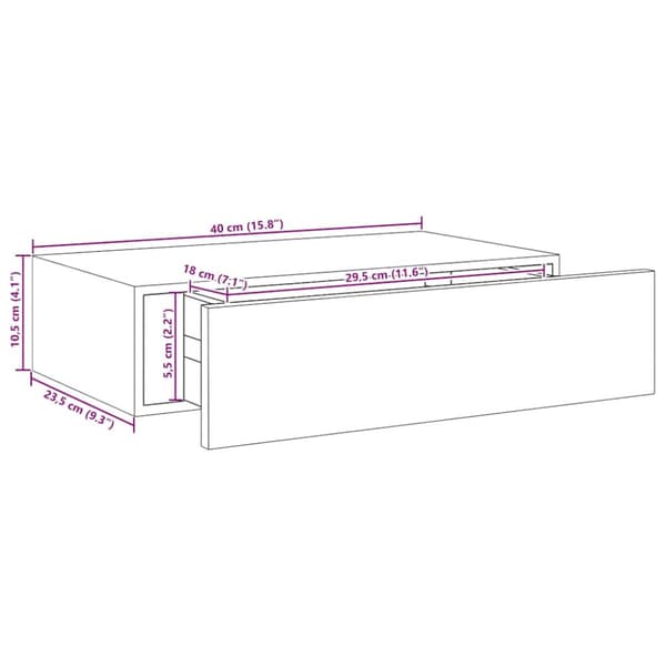 Väggmonterad låda svart 40x23,5x10 cm MDF