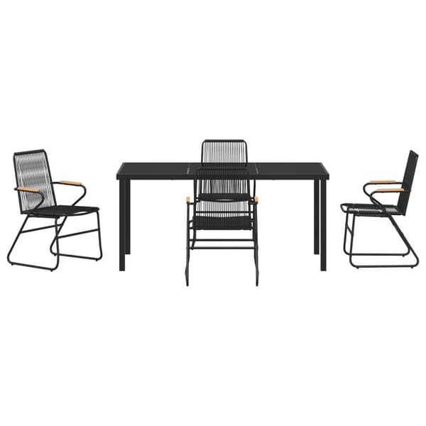 Trädgårdsmöbelset 5 pcs Svart Pulverlackerat stål