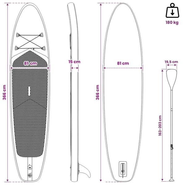 Uppblåsbar Stand Up Paddle Board TRITON 366 x 81 x 15 cm Blå