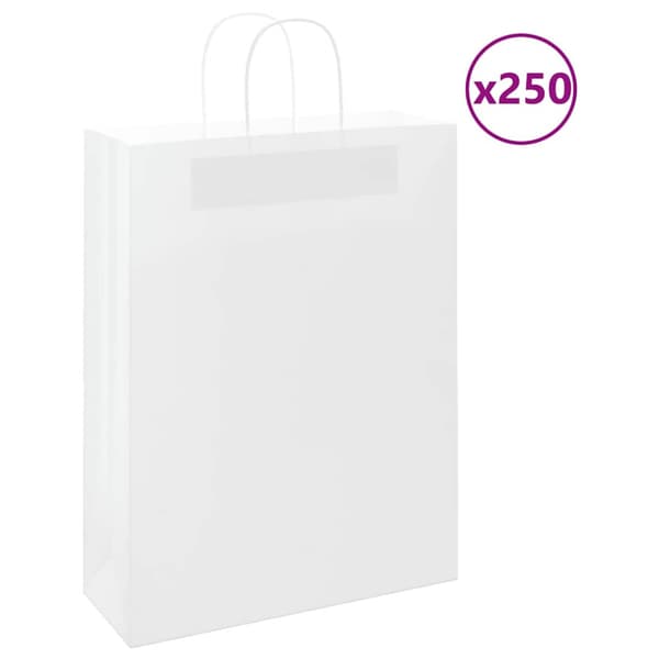 Papperspåsar 250 st med handtag vit 32x12x42 cm