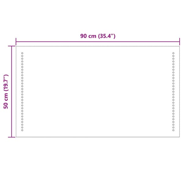 LED Badrumsspegel Transparent 90 x 50 cm härdat glas