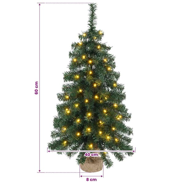Mini julgran 60 cm 25 LED-lampor Varmvit PVC Grön
