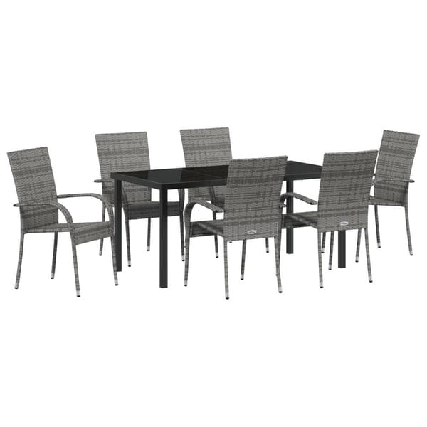Trädgårdsmöbelset 7 pcs Grå Pulverlackerat stål