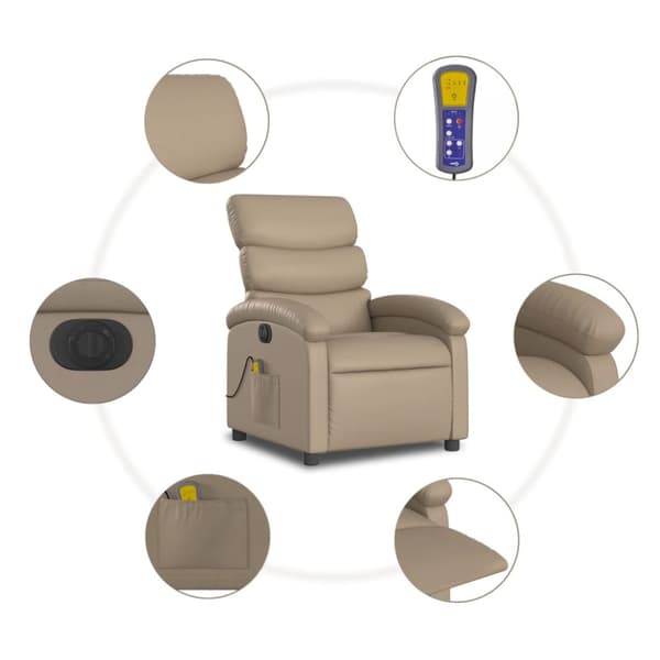 Elektrisk massagefåtölj cappuccino konstläder