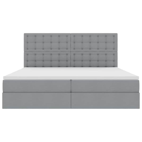 Förvaringssäng med madrass Ljusgrå 200 x 200 cm Polyester