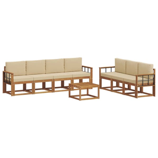 Utomhussoffset med kudde 8 pcs Naturlig och Beige