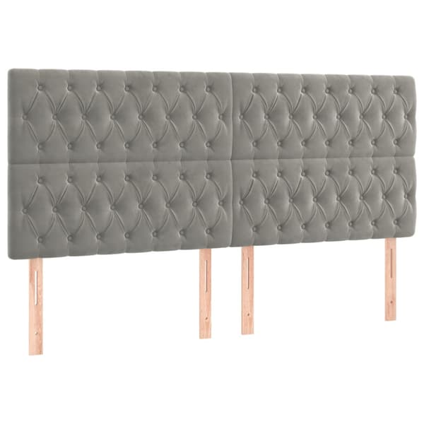 Sänggavel ljusgrå 200x7x118/128 cm sammet