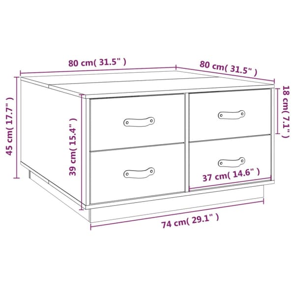 Soffbord vit 80x80x45 cm massiv furu