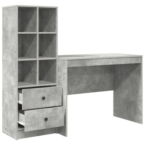 Skrivbord med låda 2 pcs Betonggrå