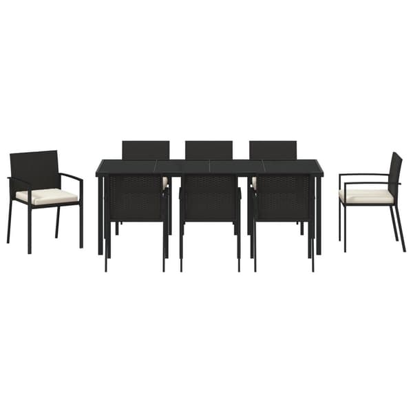 Trädgårdsmöbelset 9 pcs Svart Pulverlackerat stål