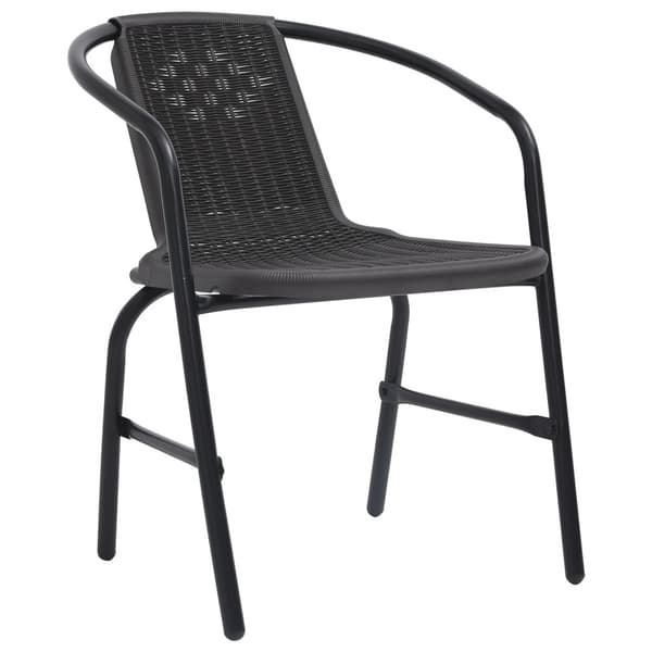 Trädgårdsmöbelset 7 pcs Svart Pulverlackerat stål